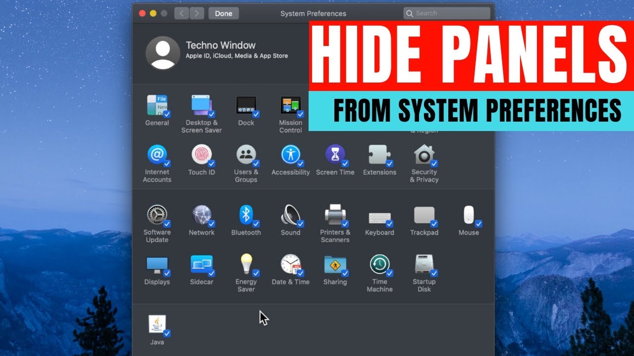 How to hide panels from System Preferences in macOS